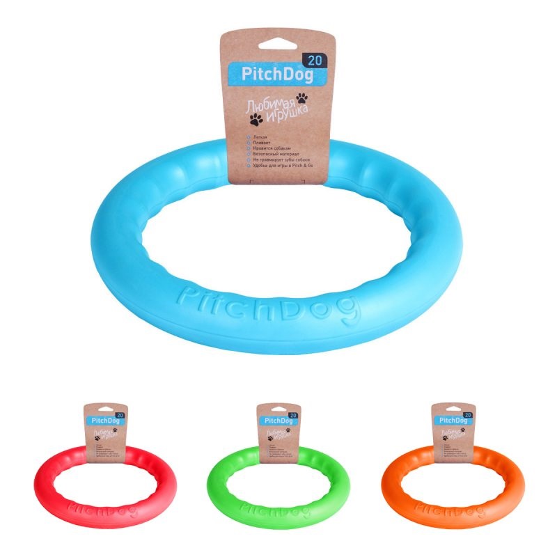 Игрушка для собак PitchDog кольцо для апортировки d 20 см голубое