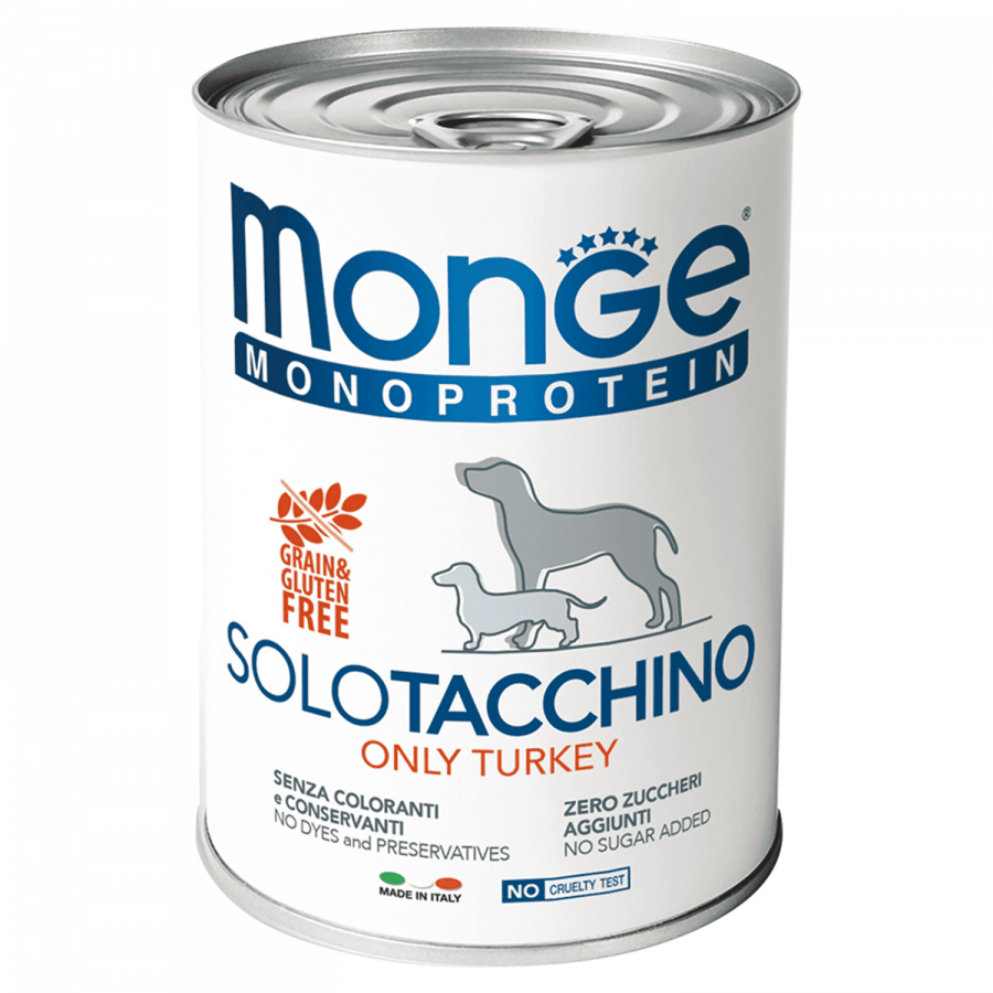 Влажный корм Monge Dog Monoprotein Solo для взрослых собак, паштет из индейки 400 г