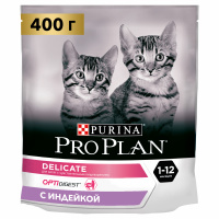 Корм сухой Pro Plan Delicate OptiDigest Kitten для котят с чувствительным пищеварением, с индейкой, 400 г
