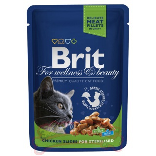 Влажный корм Brit Premium для стерилизованных кошек, с курицей, 100 гр.