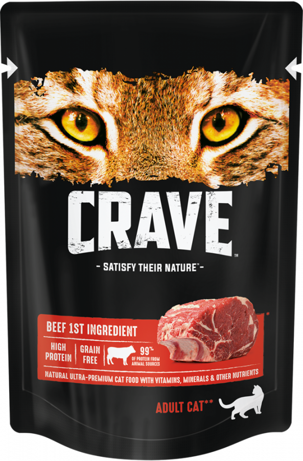 Влажный корм Crave для взрослых кошек, с говядиной, 70 г